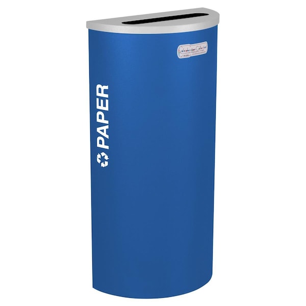 Ex-Cell Kaiser Ex-Cell Kaiser RC-KDHR-P RYX 8-gal recycling receptacle- half round top and Plastic decal- Royal Blue Texture finish - RC-KDHR-P RYX