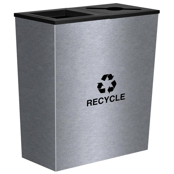 Ex-Cell Kaiser Ex-Cell Kaiser RC-MTR-2 SS tapered recycling receptacle Two Stream unit- stainless steel finish - RC-MTR-2 SS