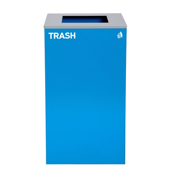 Alpine Industries Square Recycling Bin, 29 Gallons, Blue Can, Square Opening Lid, for Trash - ALP4450-KIT-BLU-S-TR