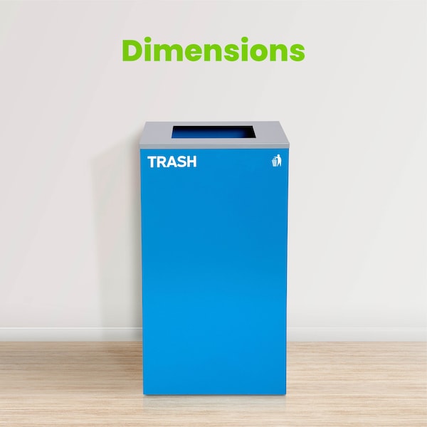 Alpine Industries Square Recycling Bin, 29 Gallons, Blue Can, Square Opening Lid, for Trash - ALP4450-KIT-BLU-S-TR