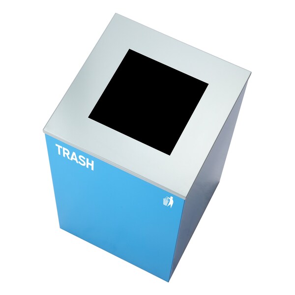 Alpine Industries Square Recycling Bin, 29 Gallons, Blue Can, Square Opening Lid, for Trash - ALP4450-KIT-BLU-S-TR