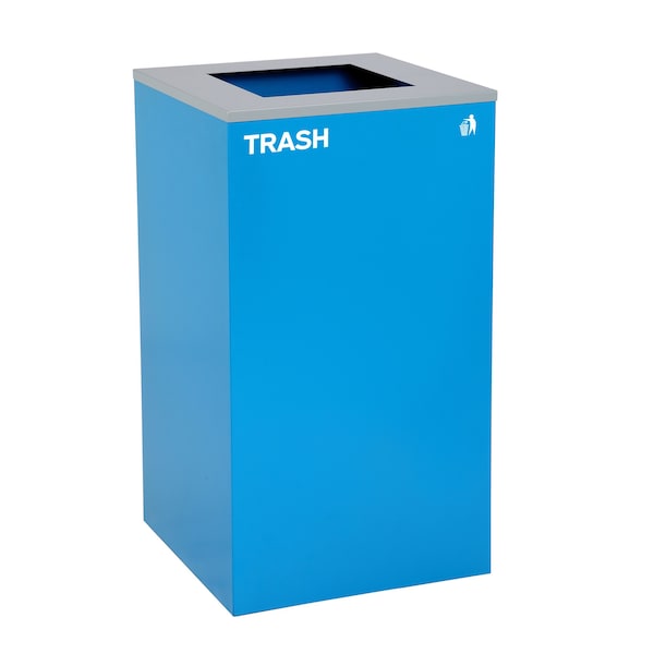 Alpine Industries Square Recycling Bin, 29 Gallons, Blue Can, Square Opening Lid, for Trash - ALP4450-KIT-BLU-S-TR