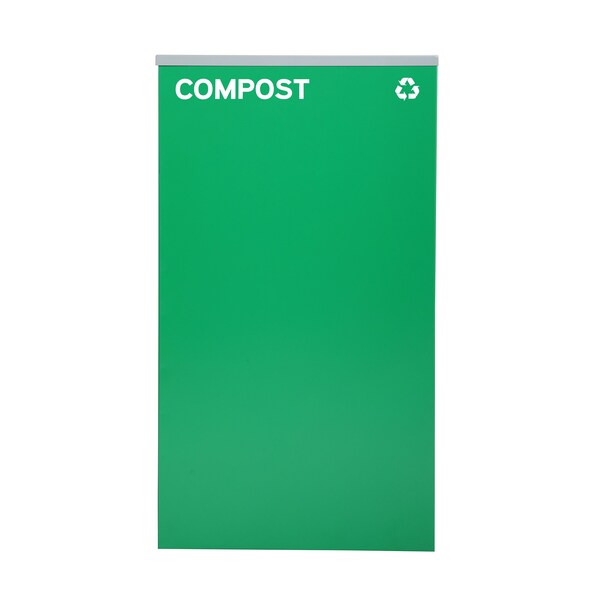 Alpine Industries 87 Gal. 3-Stream Steel Blue Cans & Bottles, Green Compost, and Black Commercial Trash Can Station - ALP4450-BLK-KIT25