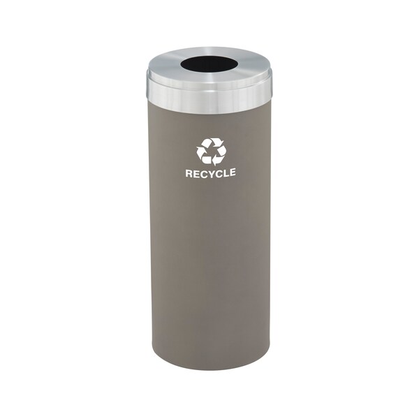 Glaro 15 gal Round Recycling Bin, Nickel/Satin Aluminum - B-1242NK-SA-B5