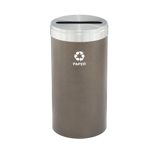 Glaro 16 gal Round Recycling Bin, Bronze Vein/Satin Aluminum - P-1532BV-SA-P2