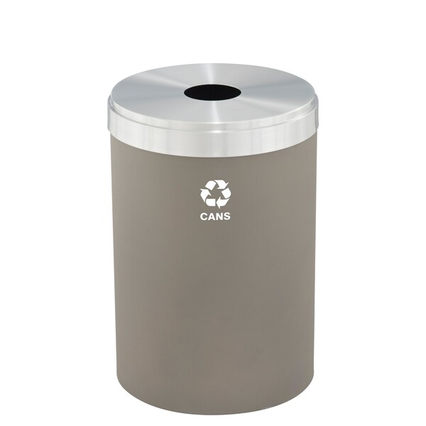 Glaro 33 gal Round Recycling Bin, Nickel/Satin Aluminum - B-2032NK-SA-B4