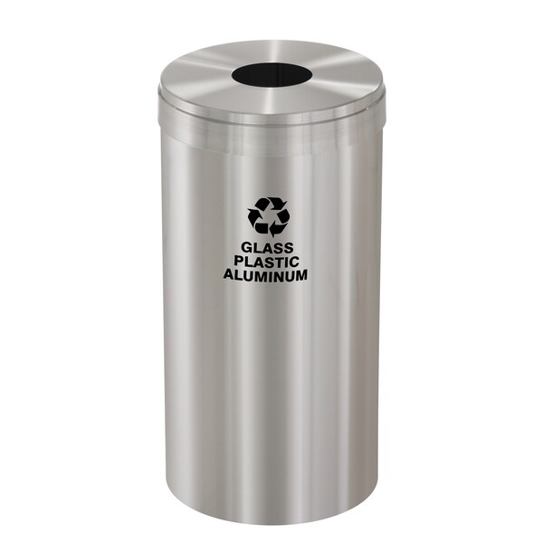 Glaro 23 gal Round Recycling Bin, Satin Aluminum - B-1542SA-SA-B9