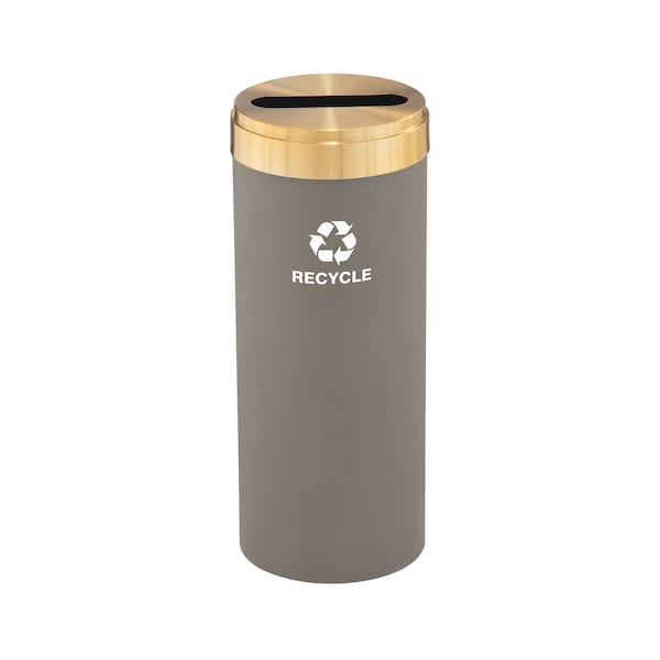 Glaro 15 gal Round Recycling Bin, Nickel/Satin Brass - P-1242NK-BE-P5