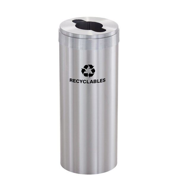 Glaro 15 gal Round Recycling Bin, Satin Aluminum - M-1242SA-SA-M2