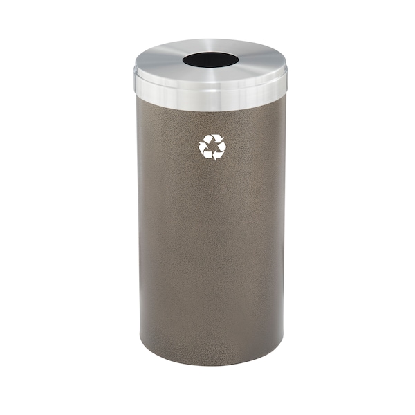 Glaro 16 gal Round Recycling Bin, Bronze Vein/Satin Aluminum - B-1532BV-SA-B1