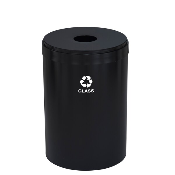 Glaro 33 gal Round Recycling Bin, Satin Black - B-2032BK-BK-B8