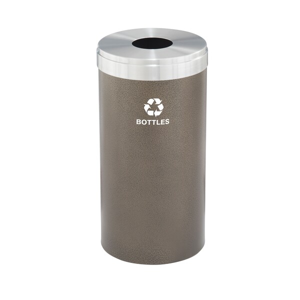 Glaro 16 gal Round Recycling Bin, Bronze Vein/Satin Aluminum - B-1532BV-SA-B3