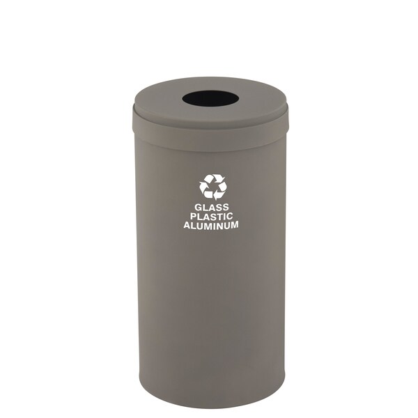 Glaro 16 gal Round Recycling Bin, Nickel - B-1532NK-NK-B9
