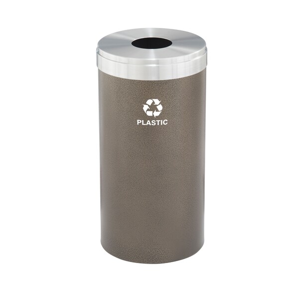 Glaro 16 gal Round Recycling Bin, Bronze Vein/Satin Aluminum - B-1532BV-SA-B7