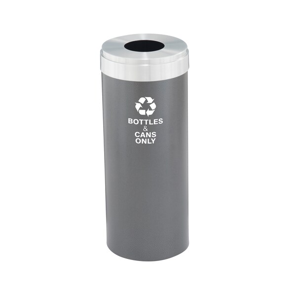 Glaro 15 gal Round Recycling Bin, Silver Vein/Satin Aluminum - B-1242SV-SA-B6