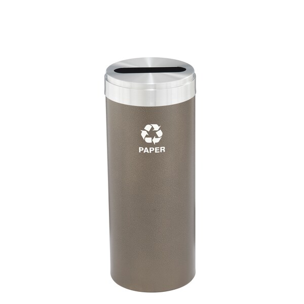 Glaro 12 gal Round Recycling Bin, Bronze Vein/Satin Aluminum - P-1232BV-SA-P2
