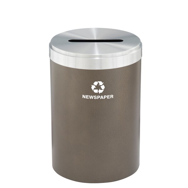 Glaro 41 gal Round Recycling Bin, Bronze Vein/Satin Aluminum - P-2042BV-SA-P3