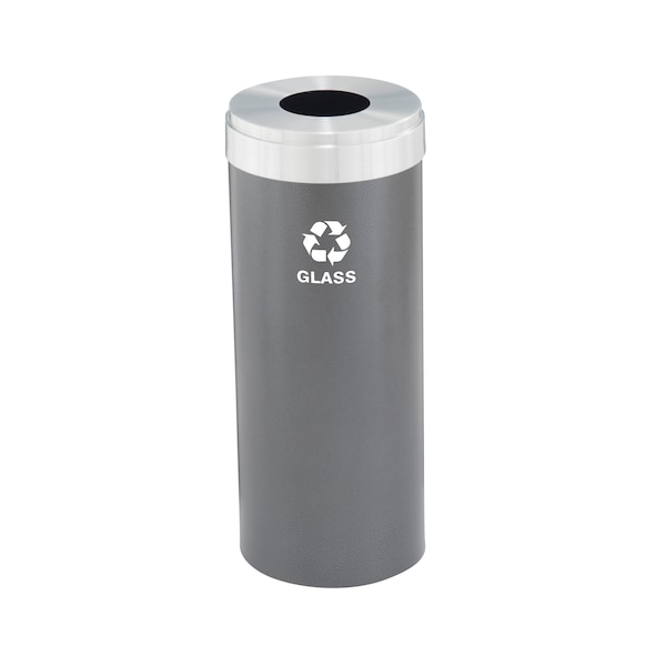 Glaro 12 gal Round Recycling Bin, Silver Vein/Satin Aluminum - B-1232SV-SA-B8