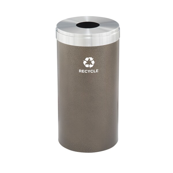 Glaro 16 gal Round Recycling Bin, Bronze Vein/Satin Aluminum - B-1532BV-SA-B5