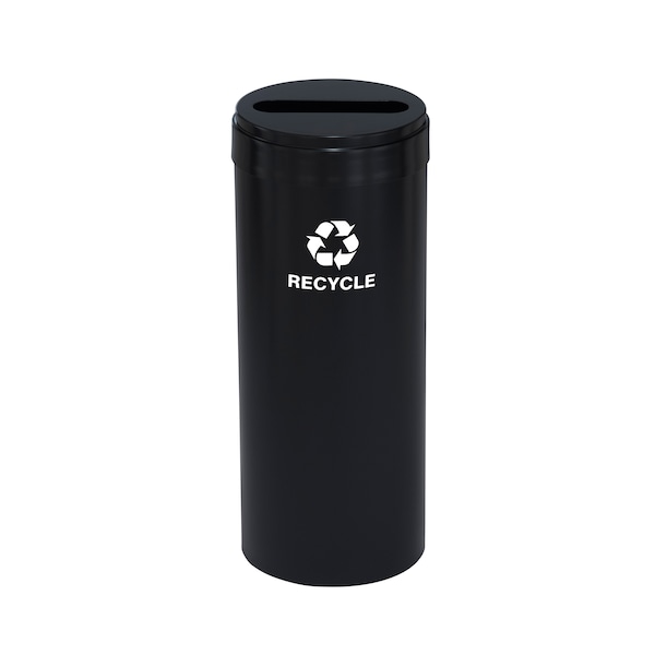 Glaro 12 gal Round Recycling Bin, Satin Black - P-1232BK-BK-P5