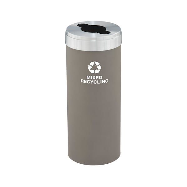 Glaro 12 gal Round Recycling Bin, Nickel/Satin Aluminum - M-1232NK-SA-M3