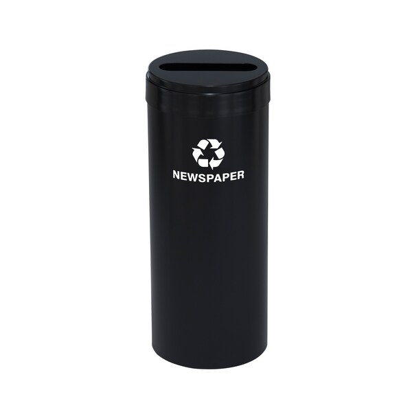Glaro 12 gal Round Recycling Bin, Satin Black - P-1232BK-BK-P3