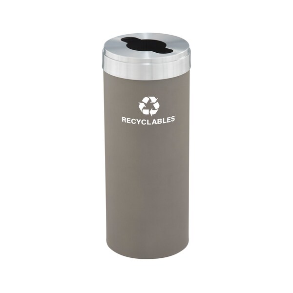 Glaro 12 gal Round Recycling Bin, Nickel/Satin Aluminum - M-1232NK-SA-M2