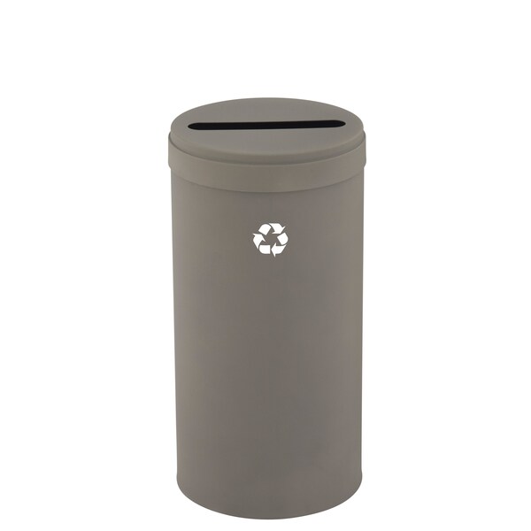 Glaro 16 gal Round Recycling Bin, Nickel - P-1532NK-NK-P1