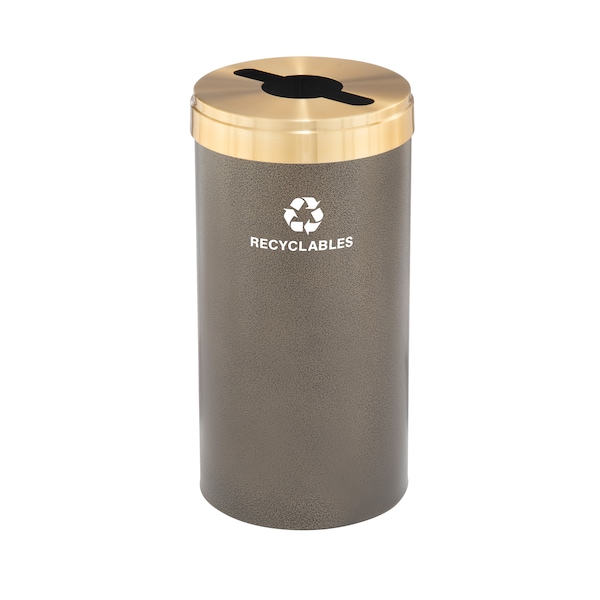 Glaro 16 gal Round Recycling Bin, Bronze Vein/Satin Brass - M-1532BV-BE-M2
