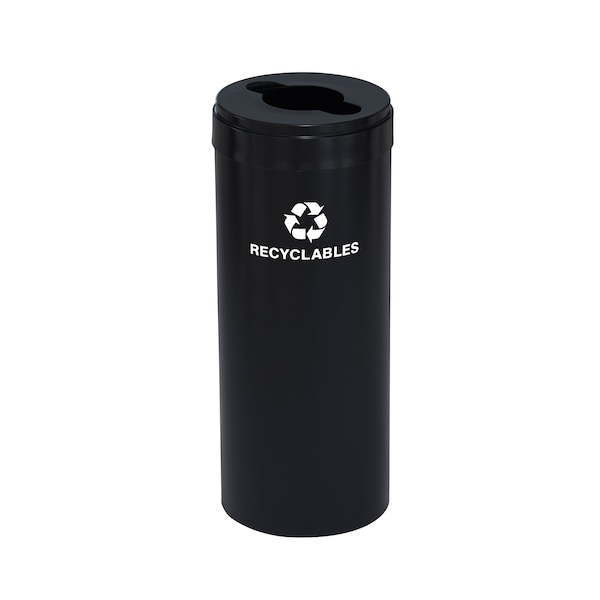 Glaro 12 gal Round Recycling Bin, Satin Black - M-1232BK-BK-M2