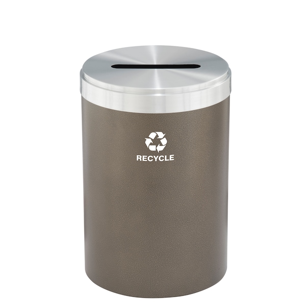 Glaro 33 gal Round Recycling Bin, Bronze Vein/Satin Aluminum - P-2032BV-SA-P5