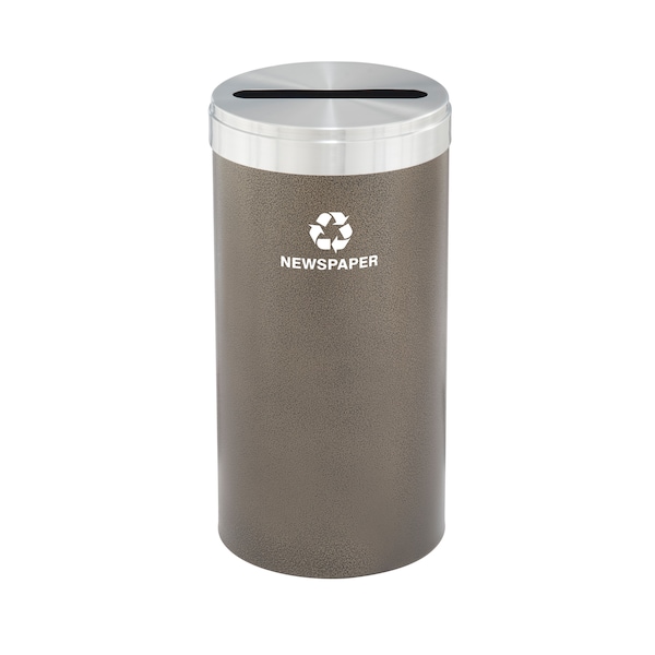 Glaro 23 gal Round Recycling Bin, Bronze Vein/Satin Aluminum - P-1542BV-SA-P3