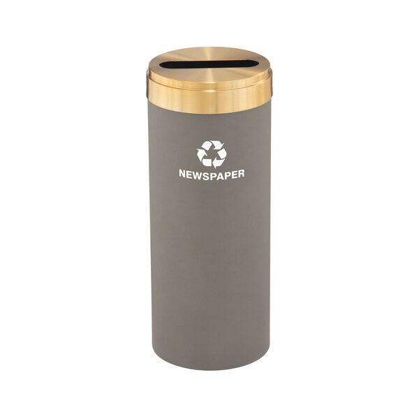Glaro 12 gal Round Recycling Bin, Nickel/Satin Brass - P-1232NK-BE-P3