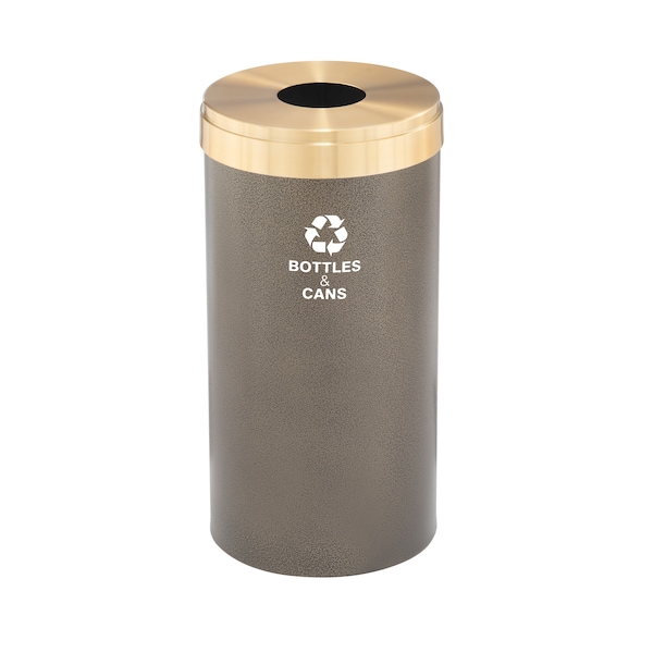 Glaro 16 gal Round Recycling Bin, Bronze Vein/Satin Brass - B-1532BV-BE-B2