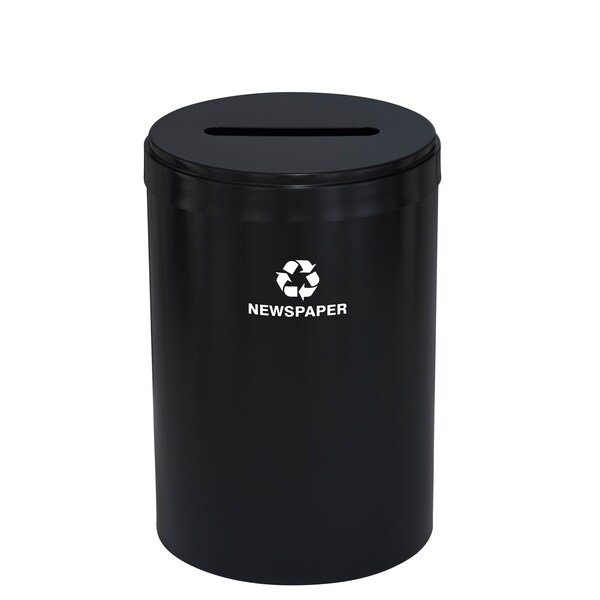 Glaro 41 gal Round Recycling Bin, Satin Black - P-2042BK-BK-P3