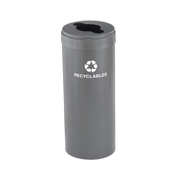 Glaro 15 gal Round Recycling Bin, Silver Vein - M-1242SV-SV-M2
