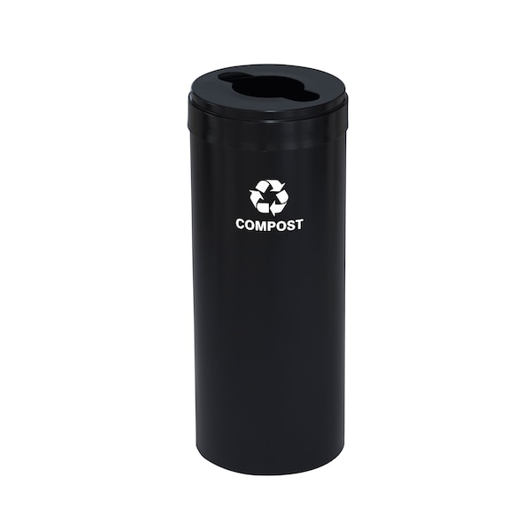 Glaro 12 gal Round Recycling Bin, Satin Black - M-1232BK-BK-M4