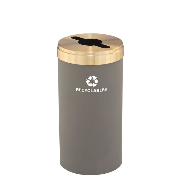 Glaro 16 gal Round Recycling Bin, Nickel/Satin Brass - M-1532NK-BE-M2