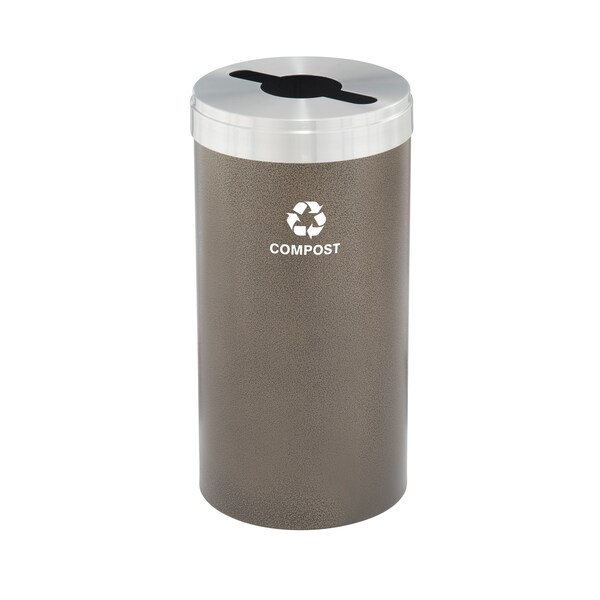Glaro 16 gal Round Recycling Bin, Bronze Vein/Satin Aluminum - M-1532BV-SA-M4