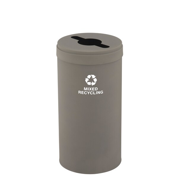 Glaro 16 gal Round Recycling Bin, Nickel - M-1532NK-NK-M3