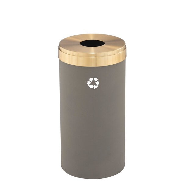 Glaro 23 gal Round Recycling Bin, Nickel/Satin Brass - B-1542NK-BE-B1