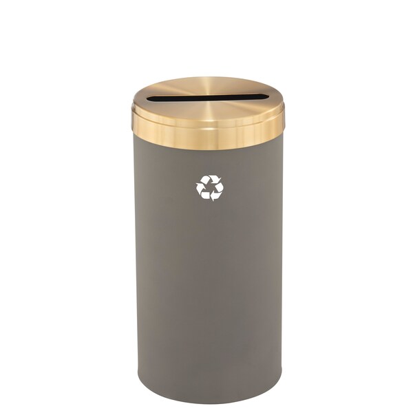 Glaro 16 gal Round Recycling Bin, Nickel/Satin Brass - P-1532NK-BE-P1