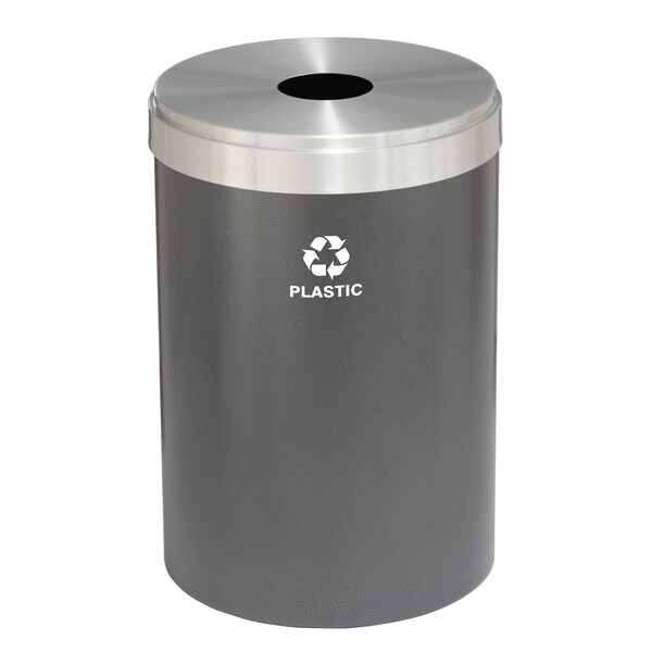 Glaro 41 gal Round Recycling Bin, Silver Vein/Satin Aluminum - B-2042SV-SA-B7