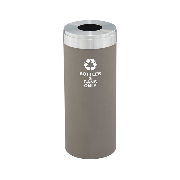 Glaro 15 gal Round Recycling Bin, Nickel/Satin Aluminum - B-1242NK-SA-B6
