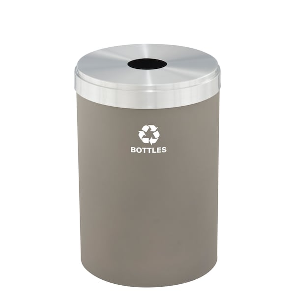 Glaro 33 gal Round Recycling Bin, Nickel/Satin Aluminum - B-2032NK-SA-B3