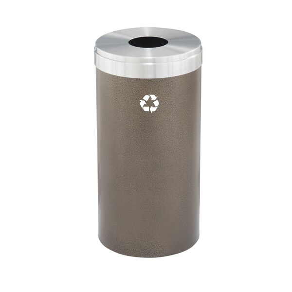 Glaro 23 gal Round Recycling Bin, Bronze Vein/Satin Aluminum - B-1542BV-SA-B1
