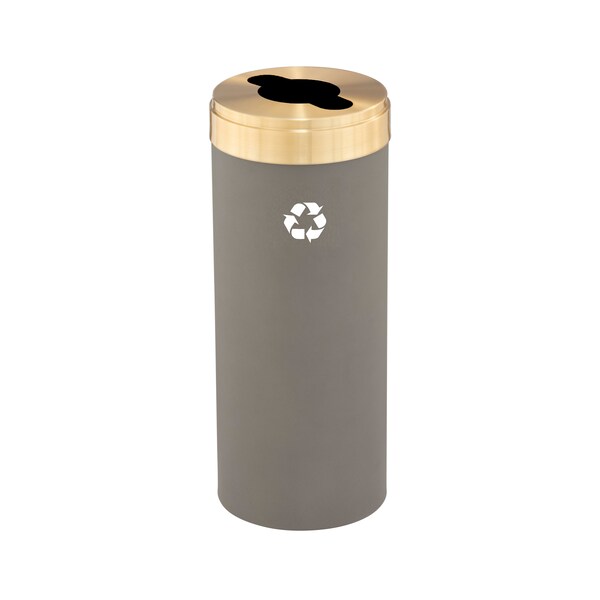Glaro 12 gal Round Recycling Bin, Nickel/Satin Brass - M-1232NK-BE-M1