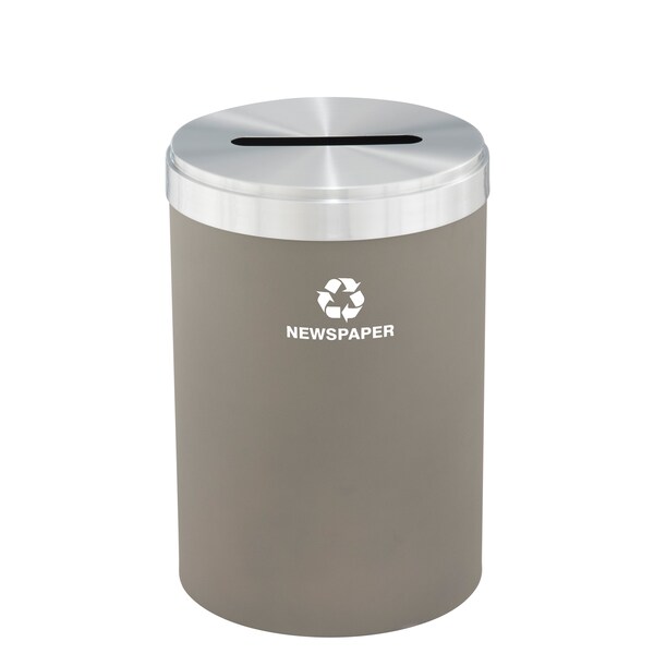 Glaro 33 gal Round Recycling Bin, Nickel/Satin Aluminum - P-2032NK-SA-P3