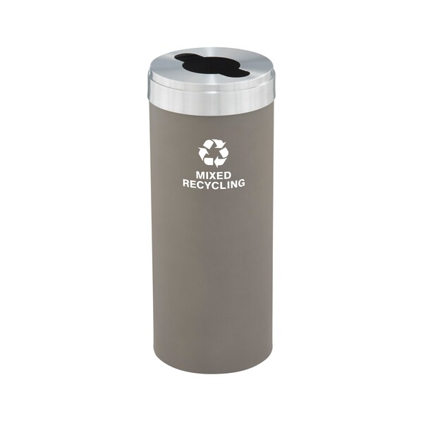 Glaro 15 gal Round Recycling Bin, Nickel/Satin Aluminum - M-1242NK-SA-M3