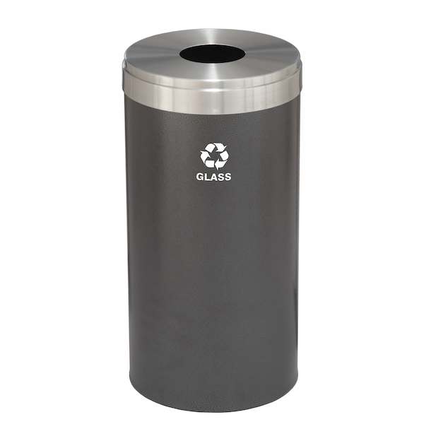Glaro 16 gal Round Recycling Bin, Silver Vein/Satin Aluminum - B-1532SV-SA-B8